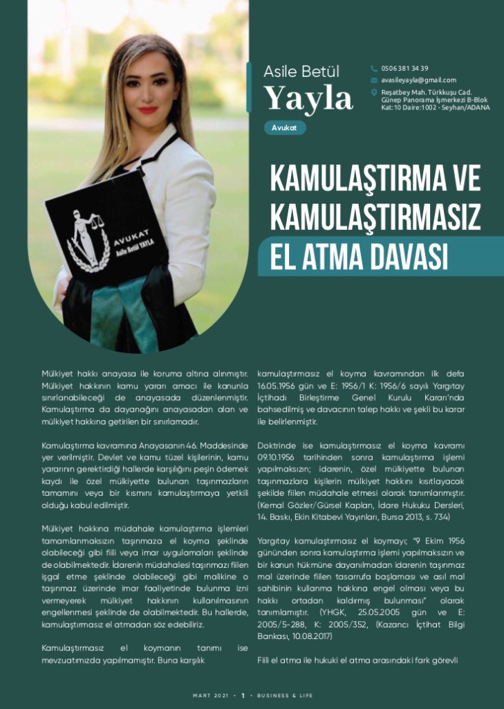 KAMULAŞTIRMA VE KAMULAŞTIRMASIZ EL ATMA DAVASI