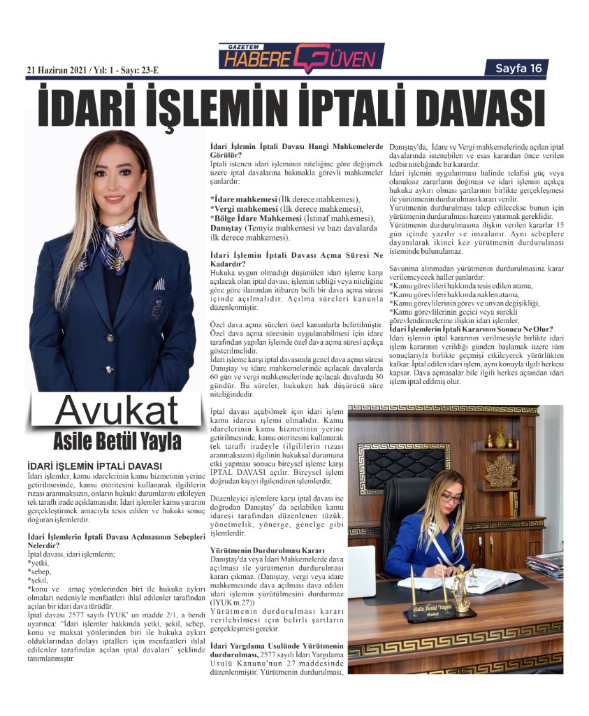 İDARİ İŞLEMİN İPTALİ DAVASI