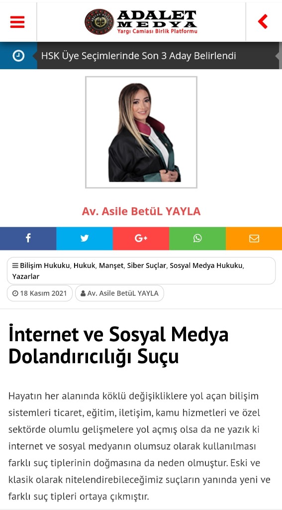  İNTERNET VE SOSYAL MEDYA DOLANDIRICILIĞI SUÇU 